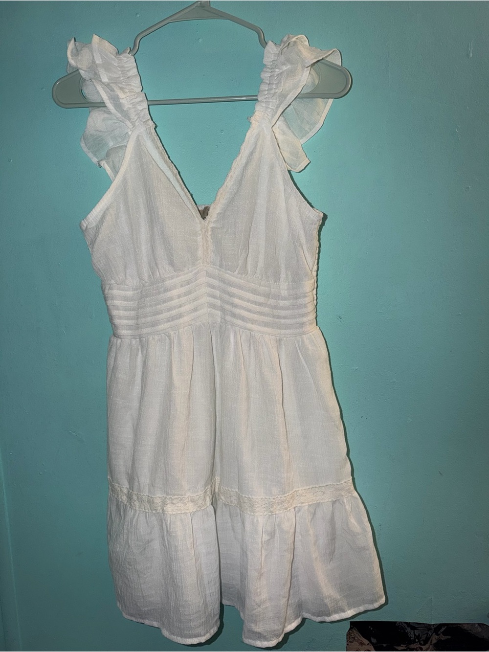 White Ruffled Strap Sundress